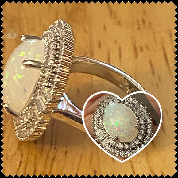 Cubic Zirconia Opal 925 Ring Size 7 - Picture 4 of 6